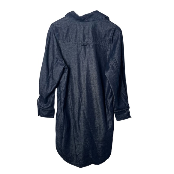 COS Dark Indigo Western Long Sleeve Button Down Denim Midi Shirt Dress - Picture 3 of 9